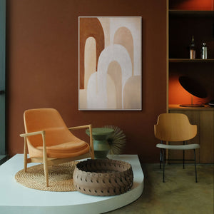 Leinwandbild mit Rahmen „Atem der Architektur“ – Abstrakte Wanddeko in Beige und Braun