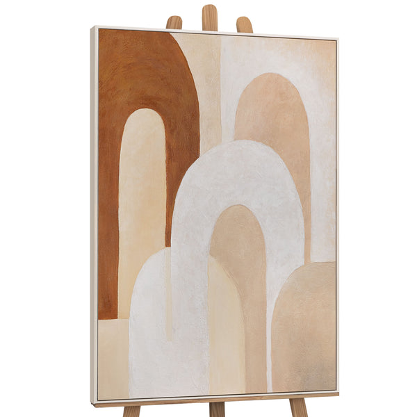 Leinwandbild mit Rahmen „Atem der Architektur“ – Abstrakte Wanddeko in Beige und Braun