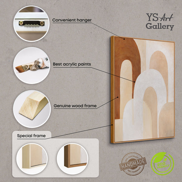 Leinwandbild mit Rahmen „Atem der Architektur“ – Abstrakte Wanddeko in Beige und Braun