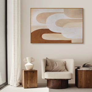 Moderne schilderijen op canvas in een lijst met een vloeiende structuur: "Adem van de architectuur".