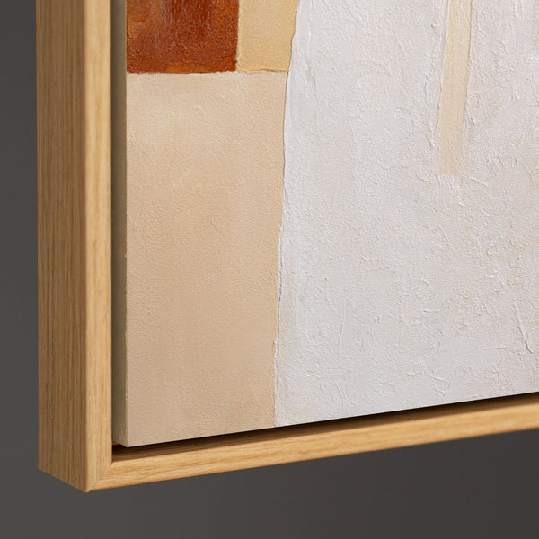 Leinwandbild mit Rahmen „Atem der Architektur“ – Abstrakte Wanddeko in Beige und Braun