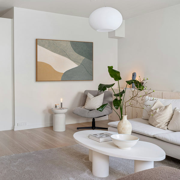 Abstraktes Wandbild in modernem Stil mit feiner Struktur und ruhiger Farbpalette