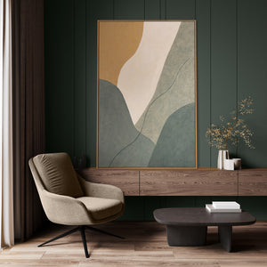 Handgeschilderd acryl schilderij "Eeuwige lijn" – Moderne wanddecoratie in natuurkleuren