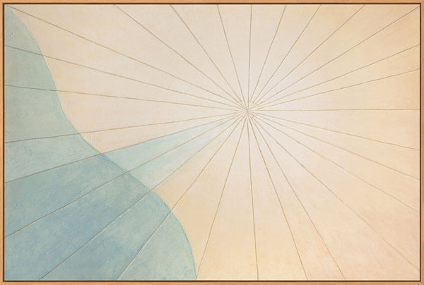 Rustgevende acrylverfschilderijen in natuurlijke kleuren als moderne wanddecoratie: "Dageraad boven de zee".