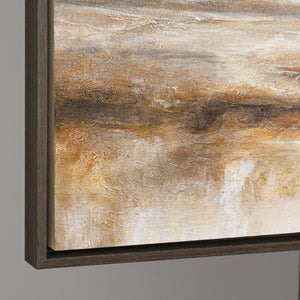 Leinwandbild mit Rahmen „Atem der Steppe“ – Handgemalte Landschaft in Naturtönen