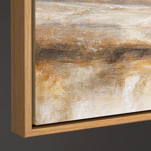 Leinwandbild mit Rahmen „Atem der Steppe“ – Handgemalte Landschaft in Naturtönen