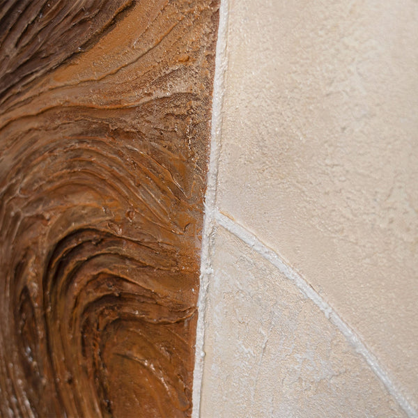 Abstracte schilderijen met structuur en geometrie binnen het kader "Lijnen en Cirkels".