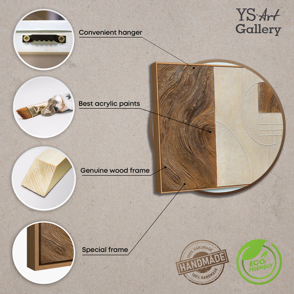 Abstraktes Gemälde „Linien und Kreise“ – Geometrische Wandkunst mit Rahmen