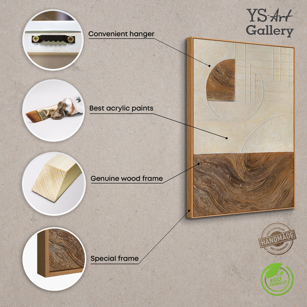 Abstracte schilderijen met structuur en geometrie binnen het kader "Lijnen en Cirkels".