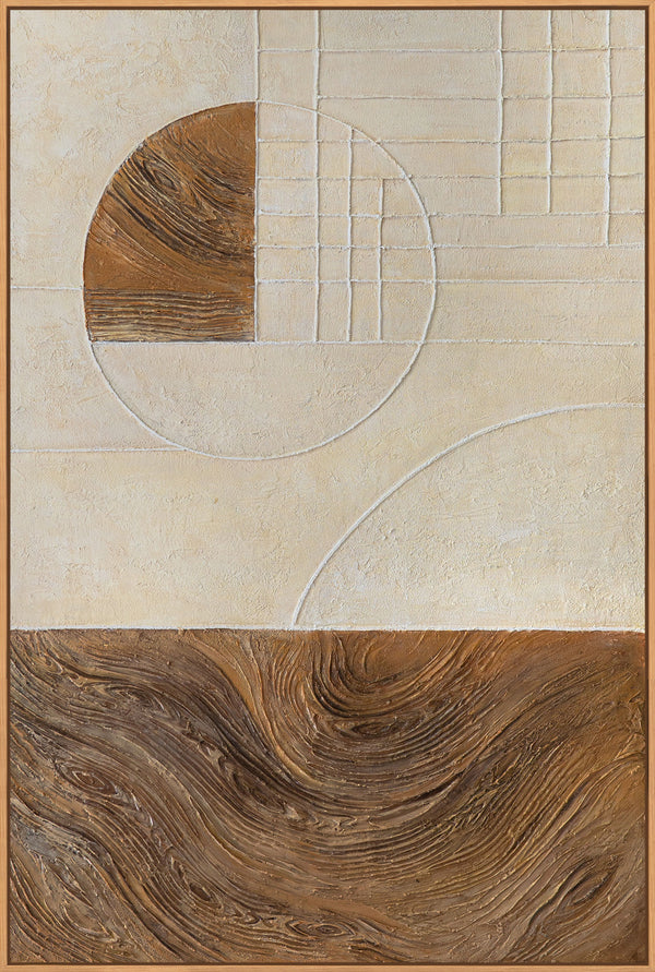 Abstracte schilderijen met structuur en geometrie binnen het kader "Lijnen en Cirkels".