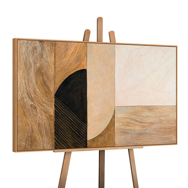 Handgeschilderd acryl schilderij met lijst "Natuurlijke Ornamenten" - Moderne wanddecoratie