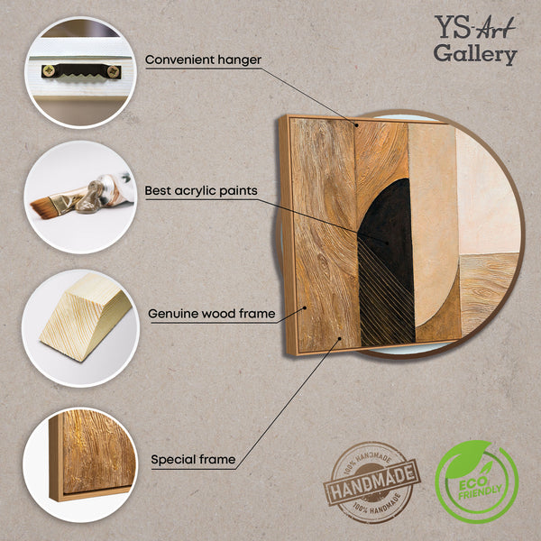 Handgemalte Acrylmalerei mit Rahmen „Natürliche Ornamente“ – Moderne Wanddeko