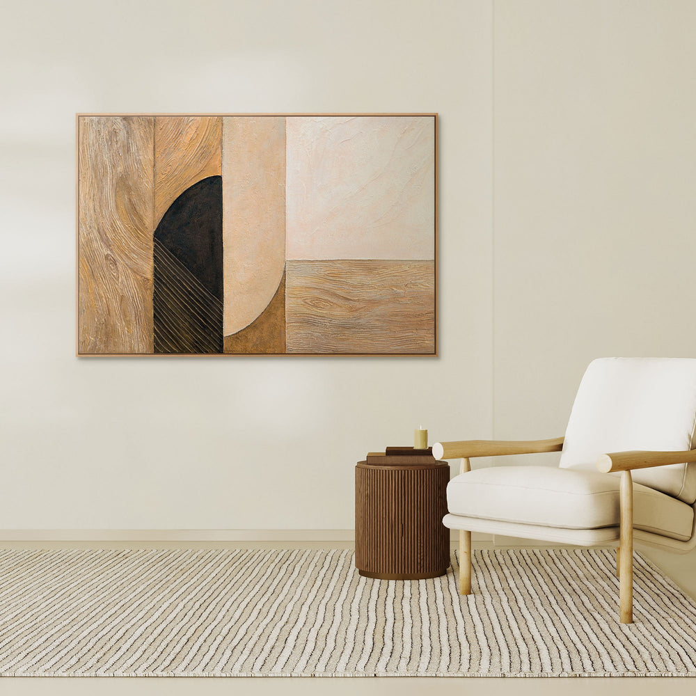 Handgemalte Acrylmalerei mit Rahmen „Natürliche Ornamente“ – Moderne Wanddeko