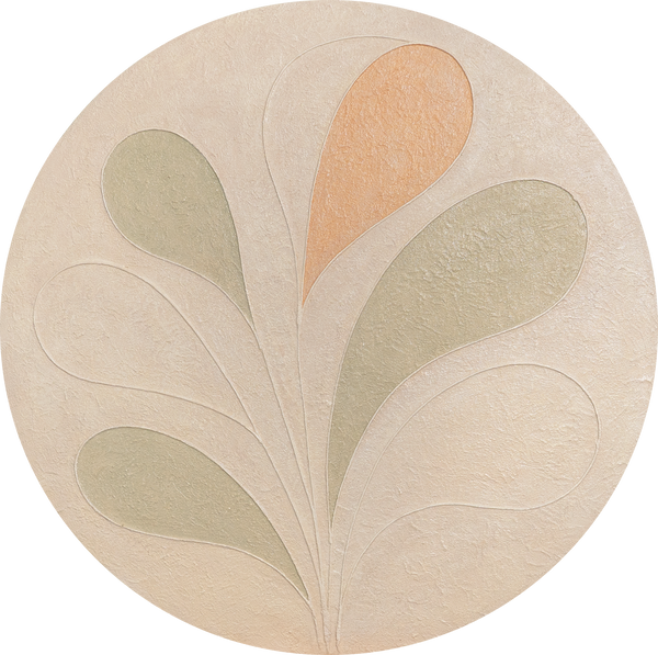 Handgeschilderd rond acryl schilderij "Zachte patronen" – Abstracte wanddecoratie in pasteltinten