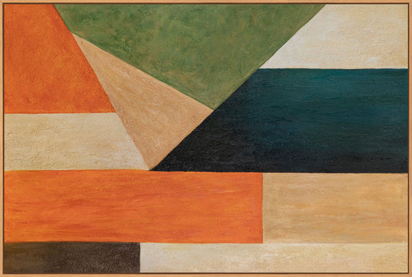 Moderne acrylschilderijen met een geometrische structuur binnen het kader "Orde en Beweging".