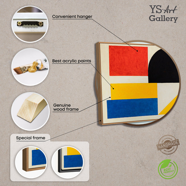 Abstract schilderij in een lijst, geometrische wanddecoratie "Contrasten"