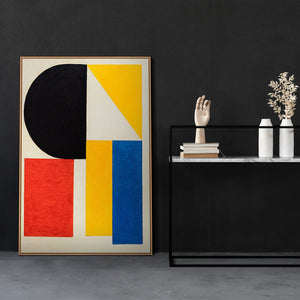 Modern acryl schilderij met lijst “Contrasten” – Abstracte geometrische vormen op canvas