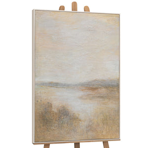 Moderne Gemälde mit Rahmen „Nebeliger Morgen“ – Struktur Acrylbild auf Leinwand