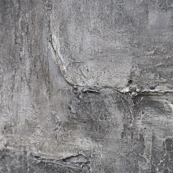 Leinwandbild mit Rahmen „Erinnerung des Steins“ – Strukturierte Acrylmalerei in Betonoptik