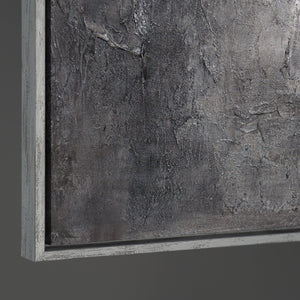 Leinwandbild mit Rahmen „Erinnerung des Steins“ – Strukturierte Acrylmalerei in Betonoptik