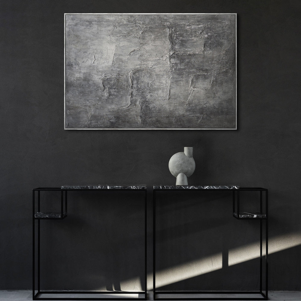 Handgeschilderde schilderijen in lijsten, abstracte kunst met textuur "Memory of Stone"