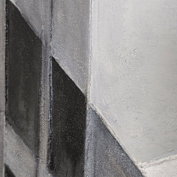 Gemälde Abstrakt mit Rahmen „Stadtkonturen“ – Moderne Acrylmalerei in Grau & Schwarz