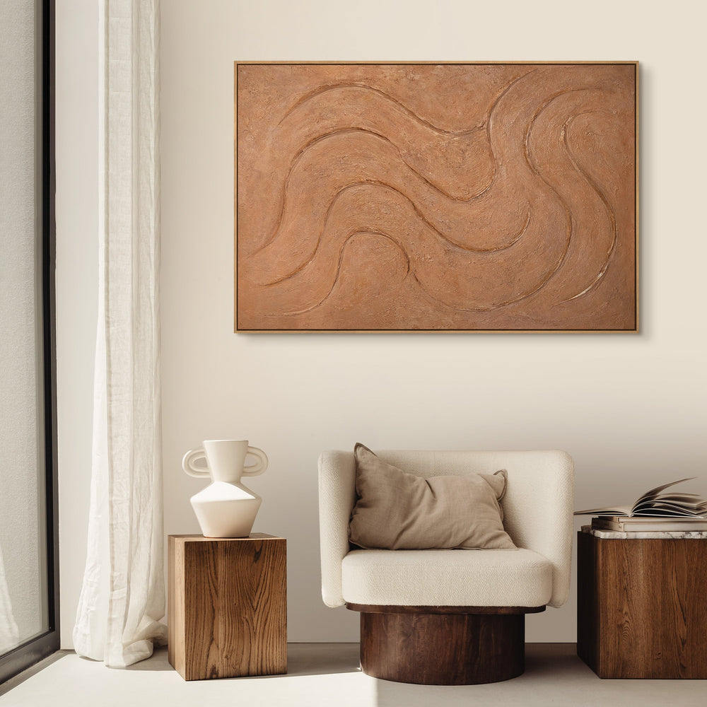 Acrylverfschilderij op organisch canvas, "Warme ritmes"