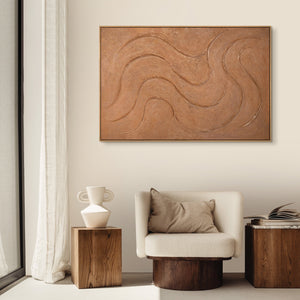 Acrylverfschilderij op organisch canvas, "Warme ritmes"