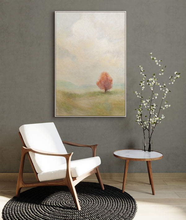Handgeschilderd canvas schilderij "Warm Expanse" – Moderne abstracte kunst met lijst