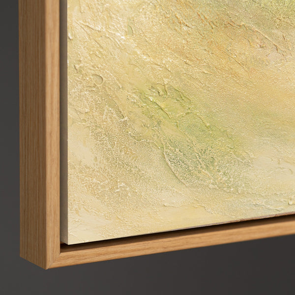 Handgemalte Gemälde auf Leinwand „Warme Weite“ – Moderne Abstrakte Kunst mit Rahmen