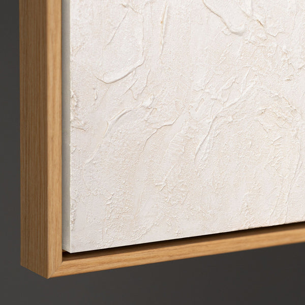 Moderne wanddecoratie neutraal – Abstract schilderij Beige „Het Fluisteren van de Tijd”