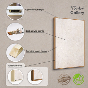 Moderne wanddecoratie neutraal – Abstract schilderij Beige „Het Fluisteren van de Tijd”