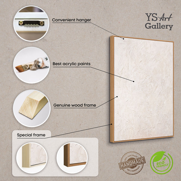 Moderne wanddecoratie neutraal – Abstract schilderij Beige „Het Fluisteren van de Tijd”