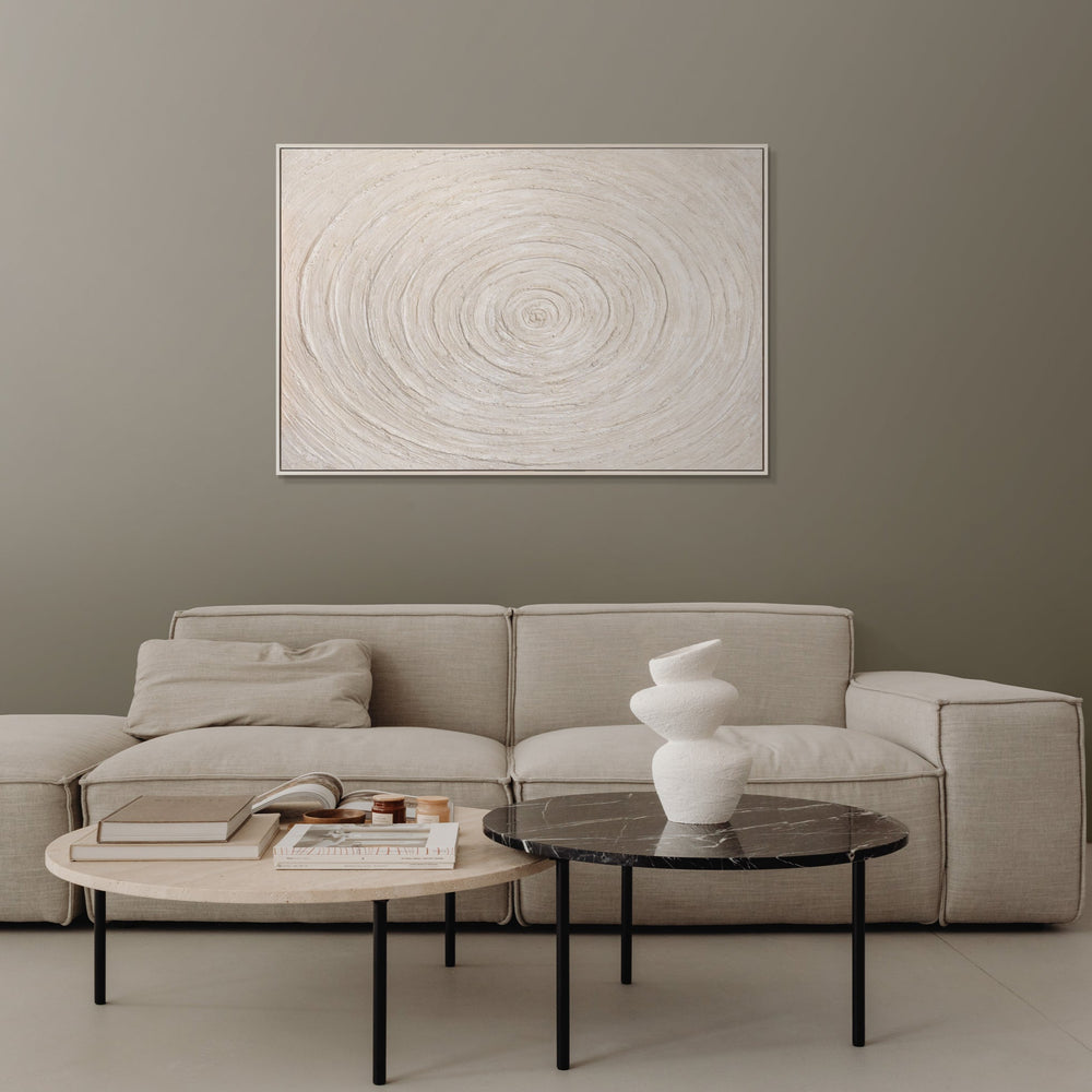 Abstracte wanddecoraties Beige – Structuur schilderij modern „Echo's van de Tijd”