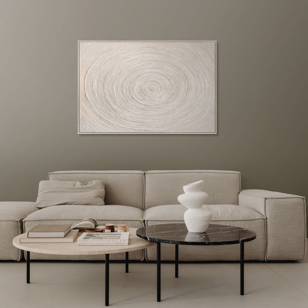 Abstracte wanddecoraties Beige – Structuur schilderij modern „Echo's van de Tijd”