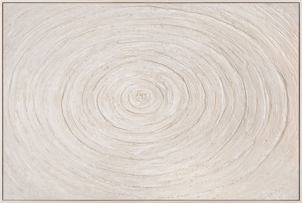 Minimalistische wanddecoratie – Acrylverfschilderij met textuur in beige met lijst "Echoes of Time"