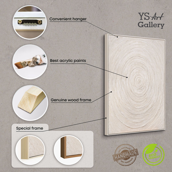 Abstracte wanddecoraties Beige – Structuur schilderij modern „Echo's van de Tijd”