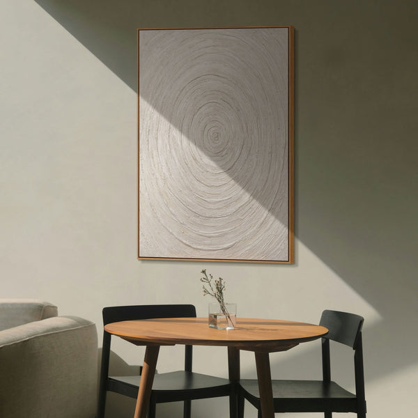 Abstracte wanddecoraties Beige – Structuur schilderij modern „Echo's van de Tijd”