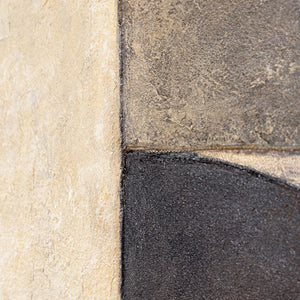 Peinture à la texture beige et noir – Art abstrait sur toile "Duett des Demi-Cercles"