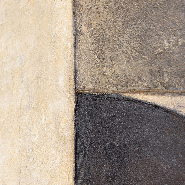 Peinture à la texture beige et noir – Art abstrait sur toile "Duett des Demi-Cercles"