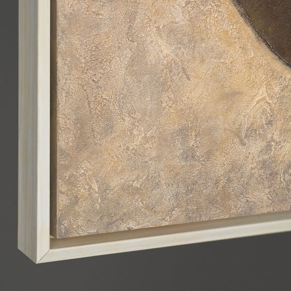 Peinture à la texture beige et noir – Art abstrait sur toile "Duett des Demi-Cercles"