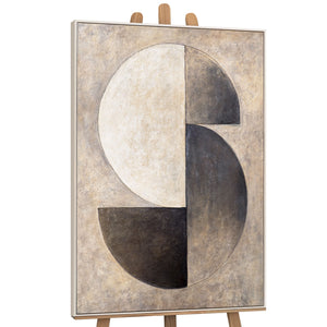 Peinture à la texture beige et noir – Art abstrait sur toile "Duett des Demi-Cercles"