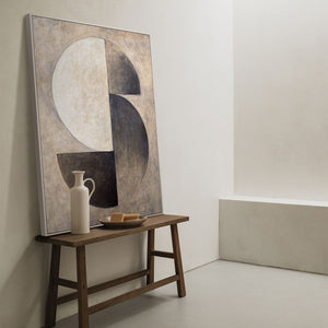 Peinture à la texture beige et noir – Art abstrait sur toile "Duett des Demi-Cercles"