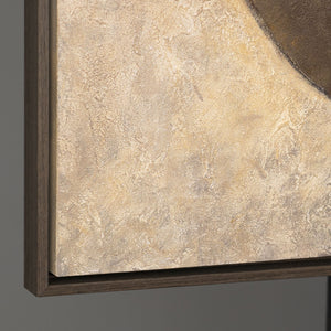 Peinture à la texture beige et noir – Art abstrait sur toile "Duett des Demi-Cercles"
