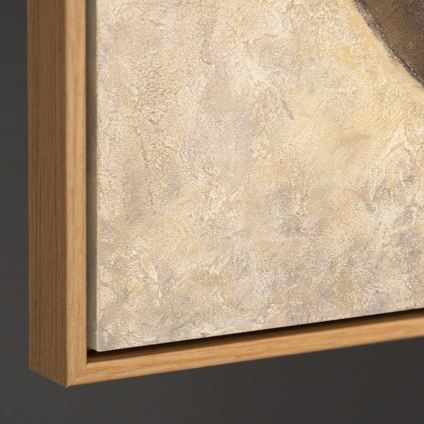 Handgeschilderde ingelijste schilderijen – Moderne beige wanddecoratie “Duet van halve cirkels”