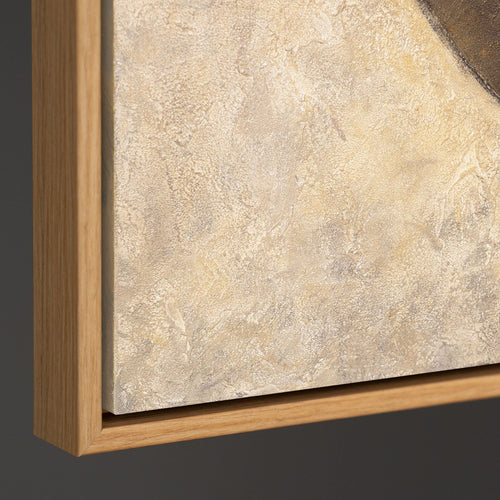 Textuurschilderij Beige & Zwart – Abstracte kunst op canvas “Duet van halve cirkels”