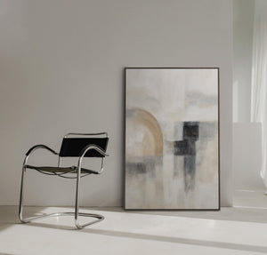 Handgeschilderde muurschildering "Ghostly Light" – Gestructureerd modern schilderij met lijst