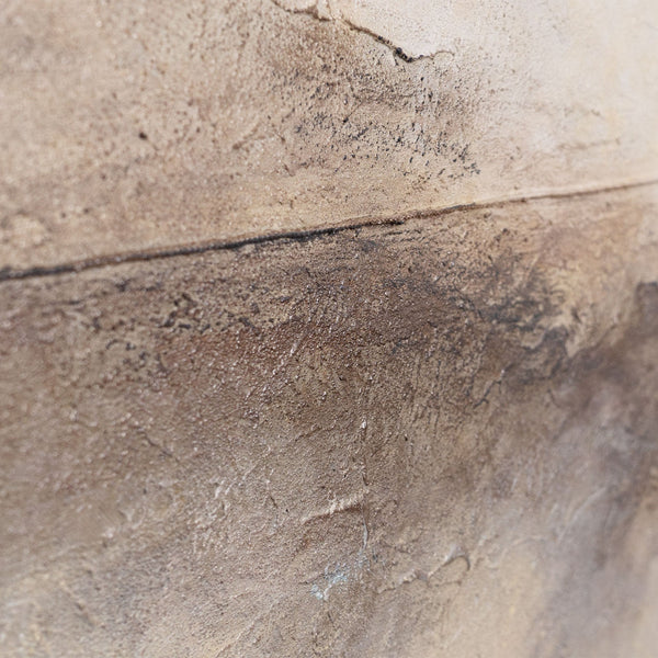 Handgeschilderd structuur schilderij „Horizontlijn” – Wanddecoratie in Beige en Goud