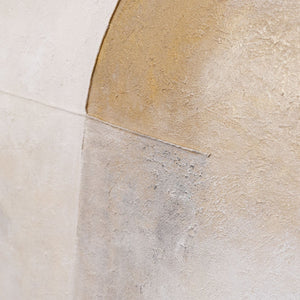 Handgeschilderd structuur schilderij „Horizontlijn” – Wanddecoratie in Beige en Goud
