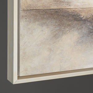 Handgeschilderd structuur schilderij „Horizontlijn” – Wanddecoratie in Beige en Goud